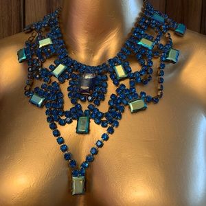 Bijoux M.G. 1950s rhinestone bib necklace & earring set